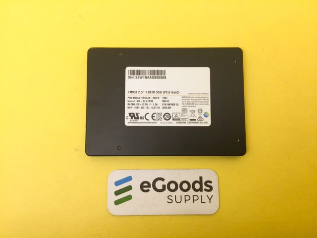 Alt view image 2 of 2 - MZ-QLV1T90 Samsung PM953 1.92TB TLC PCIe 3.0 x4 NVMe U.2 2.5" SSD