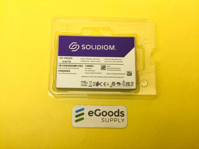 Alt view image 2 of 2 - 8223262 Sun Oracle P5520 3.84TB PCIe 4.0 NVMe U.2 2.5in SSD SSDPF2KX038T1S