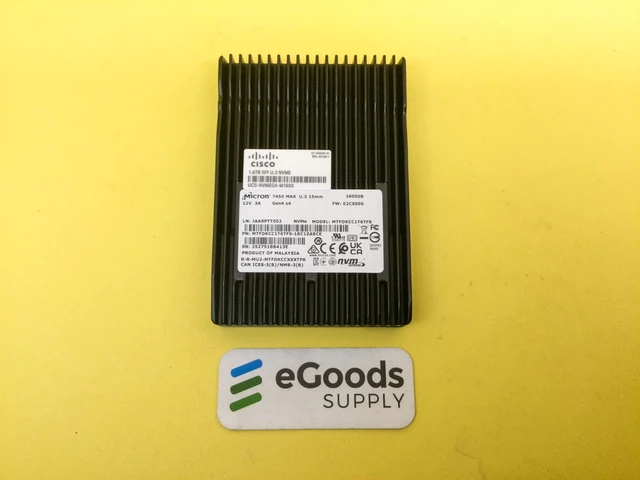 Alt view image 2 of 2 - MTFDKCC1T6TFS MICRON 7450 MAX 1.6TB U.3 PCIe 4.0 x4 NVMe 2.5in SSD