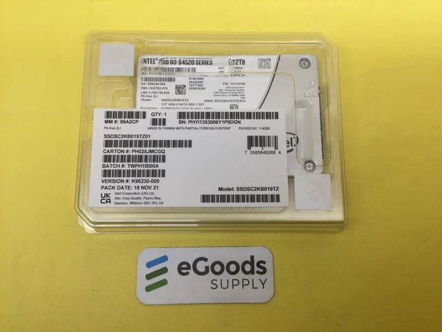 Main image of Intel D3-S4520 Series 1.92TB SATA 6Gbps 2.5in SSD SSDSC2KB019TZ Sealed