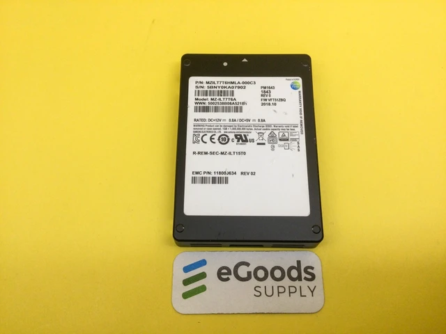 Alt view image 2 of 3 - (NOT FOR HOME PC!) MZ-ILT7T6A EMC Samsung PM1643 7.68TB SAS 12Gb/s 2.5in SSD 118000634