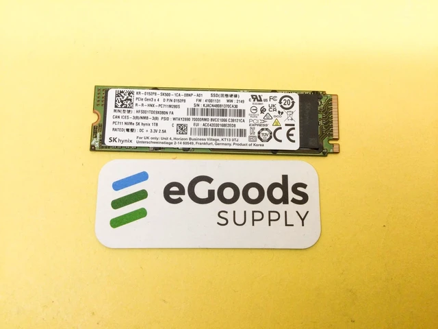Main image of SK Hynix 1TB NVME PCIe 3.0x 4 M.2 2280 Internal SSD HFS001TDE9X080N