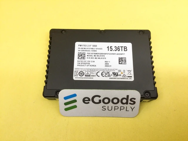 Alt view image 2 of 2 - Samsung PM1753 15.36TB PCIe 5.0 x4 NVMe 2.5in U.2 SSD MZ-WL915T0