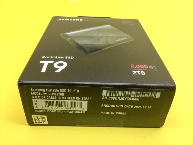Alt view image 2 of 3 - MU-PG2T0B Samsung Portable SSD T9 2TB USB 3.2 Gen2x2 2000MB/s SSD F/S