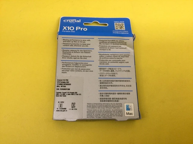 Alt view image 2 of 4 - Crucial X10 Pro 4TB USB-C Portable External SSD CT4000X10PROSSD9