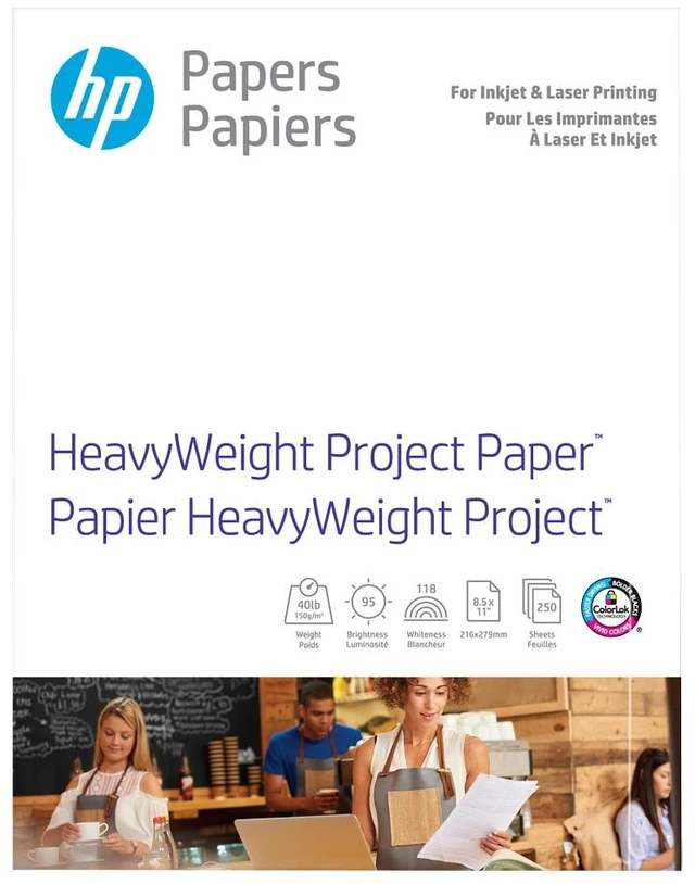 Main image of HP 40-lb Heavyweight Project Paper | 250 Sheets | Letter | 8.5 x 11 in