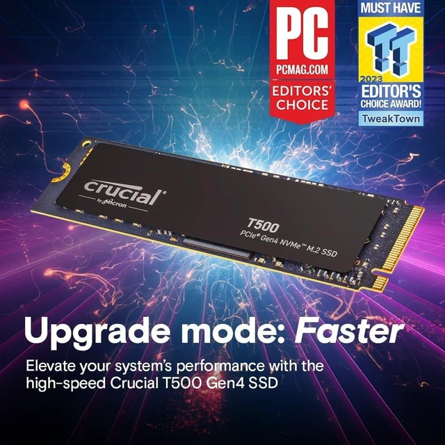 Alt view image 6 of 6 - Crucial T500 1TB Gen4 NVMe M.2 Internal SSD, Up to 7300MB/s CT1000T500SSD8