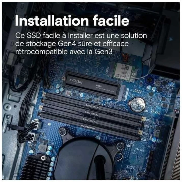 Alt view image 5 of 6 - Crucial P310 1TB PCIe Gen4 NVMe M.2 2280 SSD Heatsink Gaming CT1000P310SSD5-01