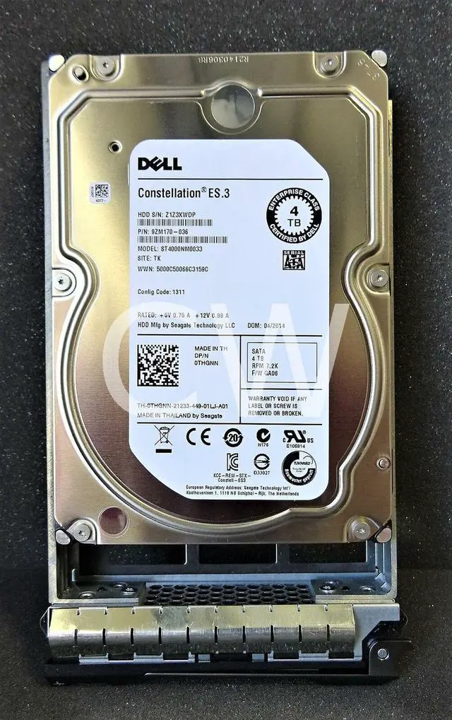 Main image of 0THGNN THGNN Dell ES.3 4TB 7.2K 6Gb/s 64MB 3.5" SATA HDD Hard Drive ST4000NM0033