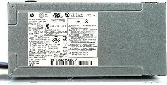 Alt view image 5 of 7 - HP ProDesk 400 600 800 G1 SFF 240W Power Supply 722536-001 702455-001 751884-001