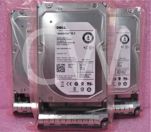 Main image of (NOT FOR HOME PC!) 91K8T 091K8T (LOT OF 3) Dell CONSTELLATION ES.2 3TB 7.2K 6G 3.5" SAS Hard Drive