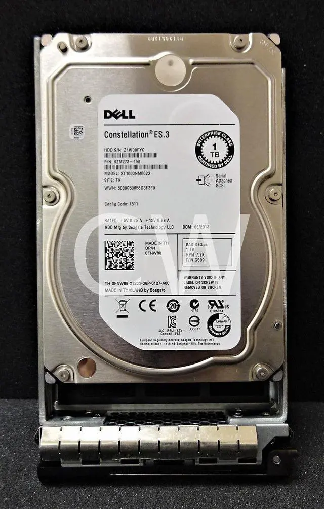 Main image of (NOT FOR HOME PC!) FNW88 0FNW88 Dell 1TB 7.2K 6Gbps 3.5" SAS SERVER HDD Hard Drive - (ZERO HOURS)