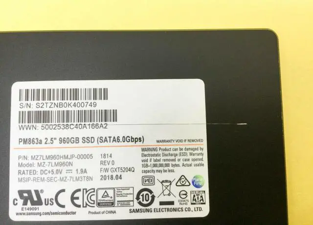 Alt view image 2 of 5 - *** Samsung PM863a Series 960GB 6Gbps 2.5" SATA SSD MZ-7LM960N *** - OEM