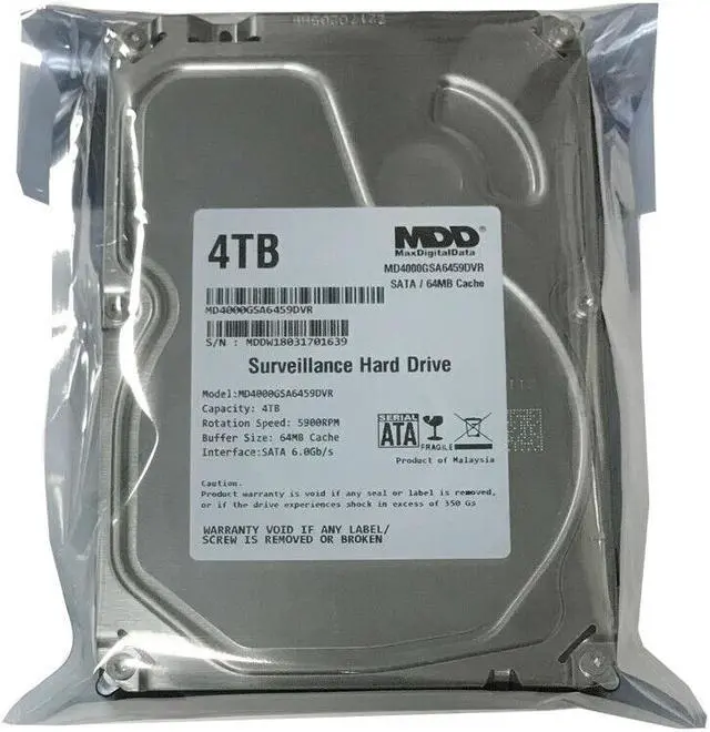 Alt view image 2 of 4 - MaxDigitalData 4TB 64MB Cache 5900PM SATA 6.0Gb/s 3.5" Surveillance Hard Drive - OEM