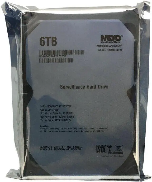Alt view image 4 of 4 - MDD 6TB 7200RPM 128MB Cache SATA 6.0Gb/s 3.5" Hard Drive for Surveillance / CCTV