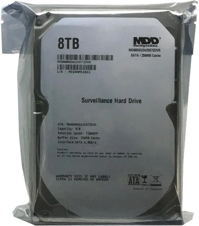 Alt view image 6 of 6 - MDD 8TB 7200RPM 256MB Cache SATA 6.0Gb/s 3.5" Hard Drive for Surveillance HDD
