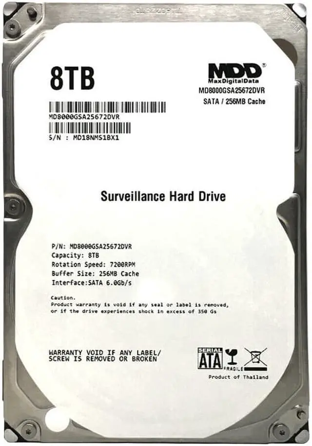 Alt view image 2 of 6 - MDD 8TB 7200RPM 256MB Cache SATA 6.0Gb/s 3.5" Hard Drive for Surveillance HDD