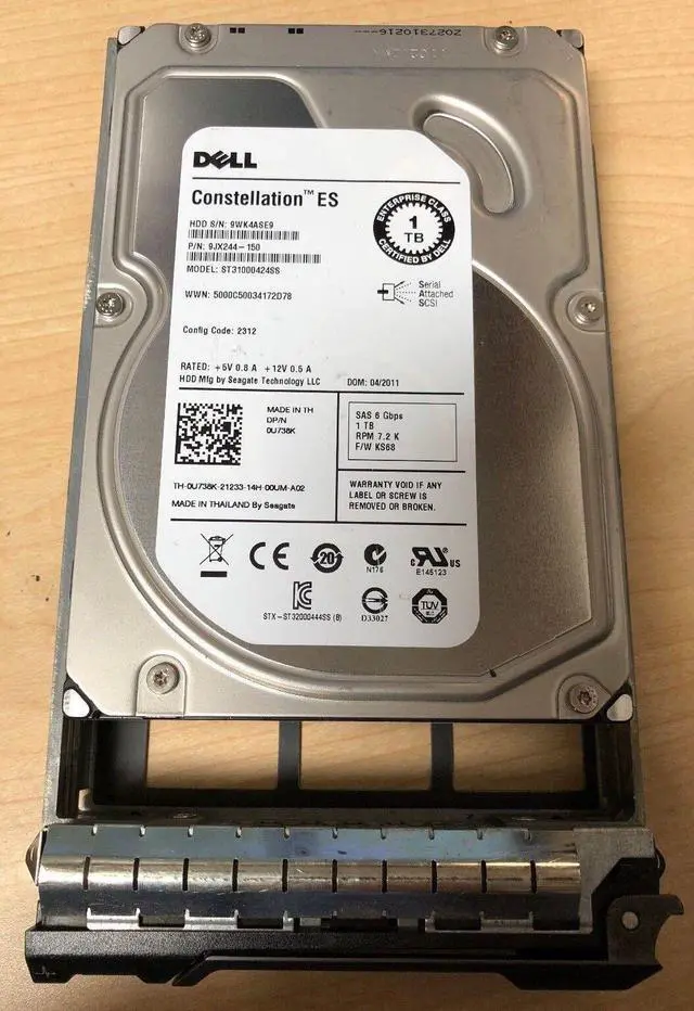 Main image of (NOT FOR HOME PC!) Dell U738K 9JX244-150 1TB 7.2K SAS 3.5" Hard Drive R Tray Seagate ST31000424SS