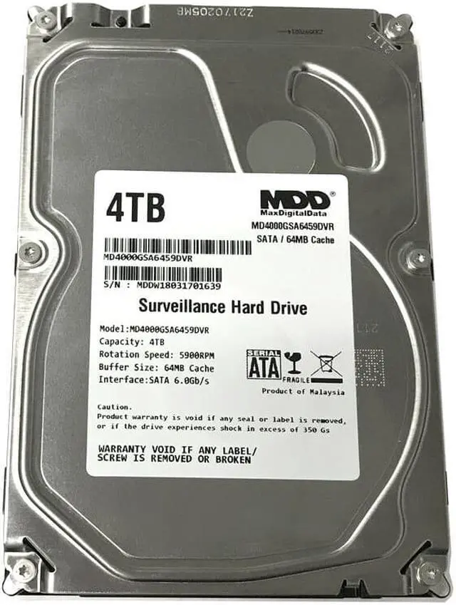 Alt view image 3 of 4 - MDD 4TB 5900RPM SATA 3.5" Surveillance Hard Drive -CCTV DVR,Surveillance Storage