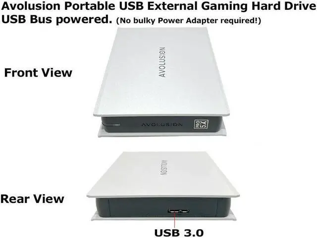 Alt view image 5 of 7 - Avolusion Mini Pro-5X 3TB USB 3.0 Portable External Gaming PS4 Hard Drive White
