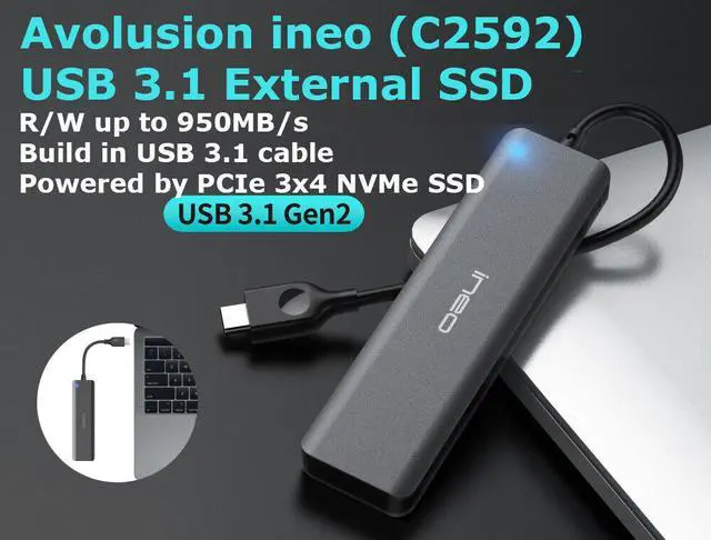 Alt view image 5 of 7 - Avolusion (C2592480G/32G) Slim 480GB USB 3.1 External SSD +32GB USB Flash Drive