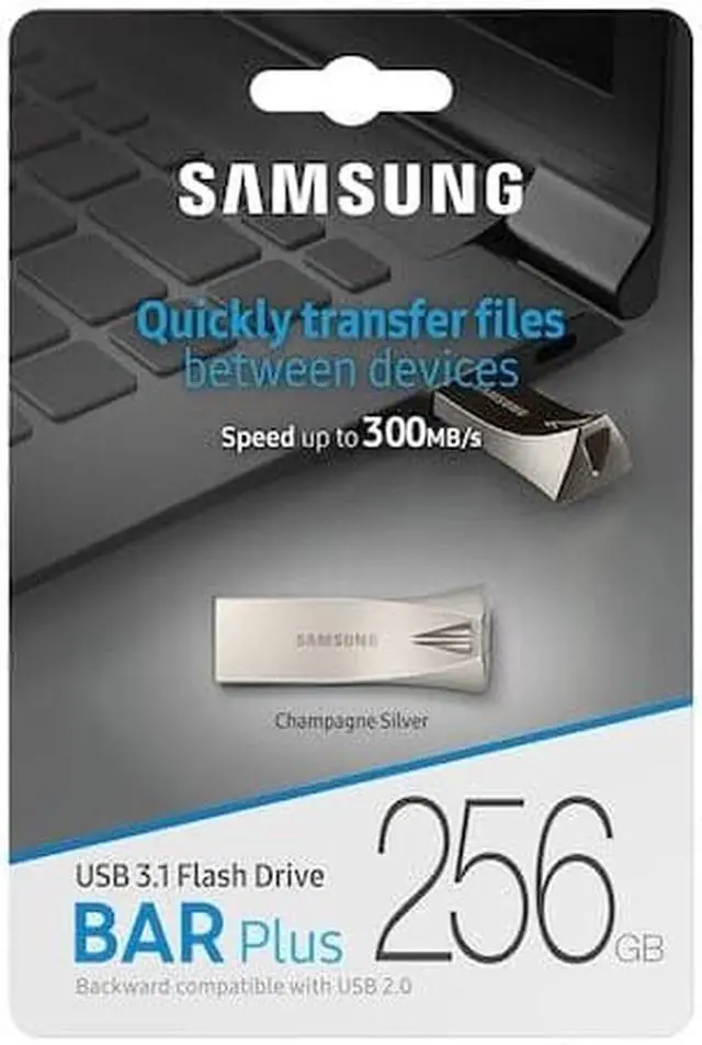 Alt view image 7 of 7 - Samsung BAR Plus MUF-256BE3/AM USB Flash Drive 256 GB USB 3.1 Champagne Silver