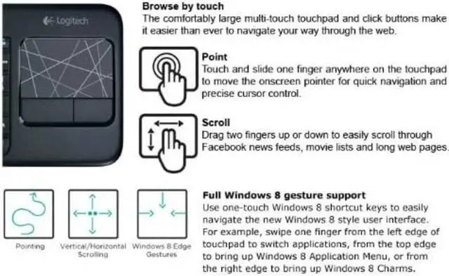 Alt view image 3 of 3 - Logitech K400 (920-003070) Wireless Keyboard Built-In Multi-Touch Touchpad