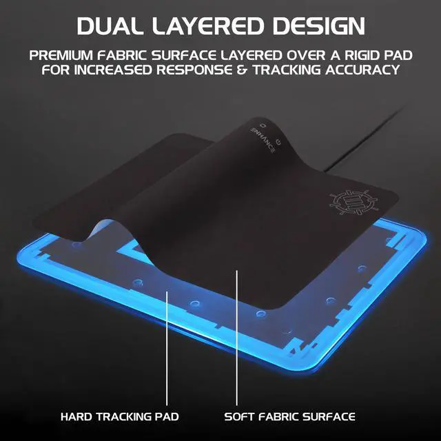 Alt view image 2 of 7 - ENHANCE LED Gaming Mouse Pad with Fabric Top - 7 RGB Colors & 2 Lighting Effects