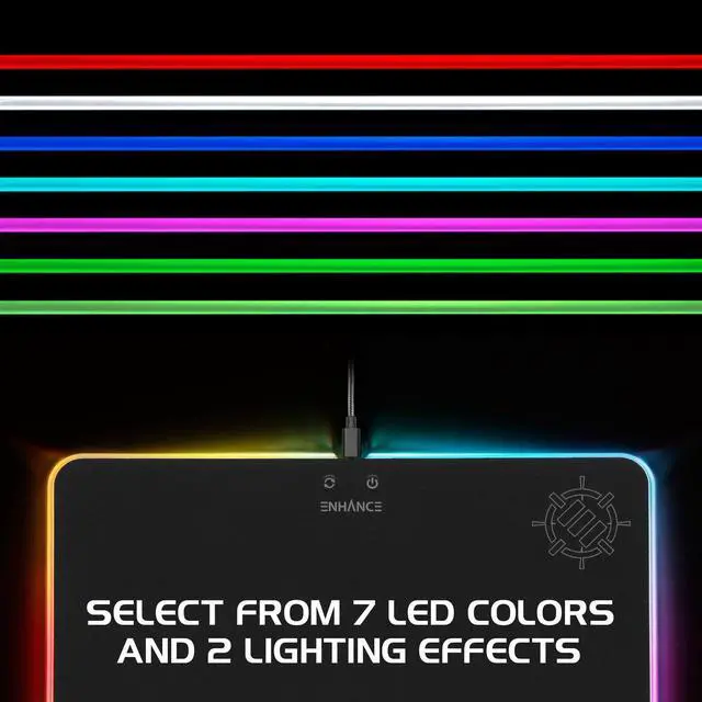 Alt view image 3 of 7 - ENHANCE LED Gaming Mouse Pad with Fabric Top - 7 RGB Colors & 2 Lighting Effects