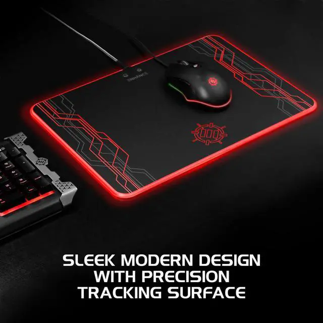 Alt view image 3 of 7 - ENHANCE Large Hard Surface LED Gaming Mouse Pad - 7 RGB Light Up Modes