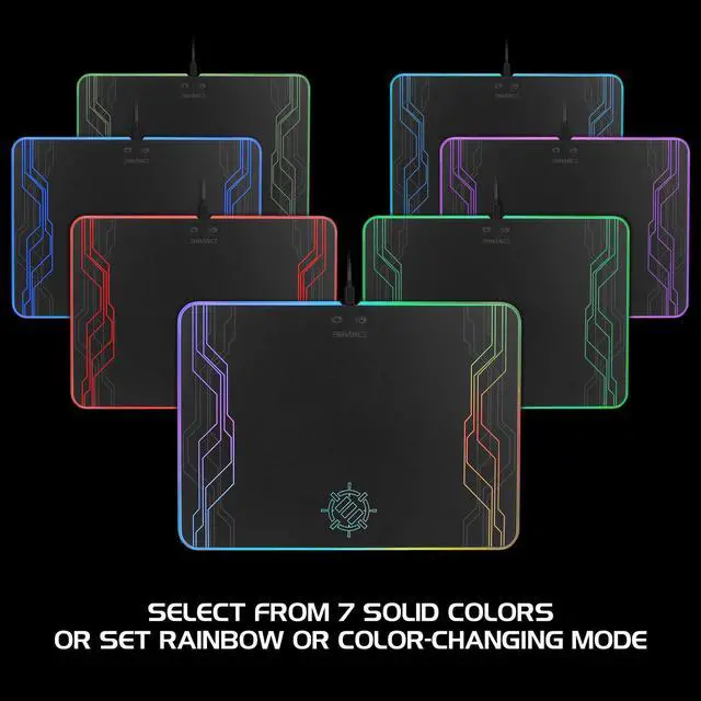 Alt view image 2 of 7 - ENHANCE Large Hard Surface LED Gaming Mouse Pad - 7 RGB Light Up Modes