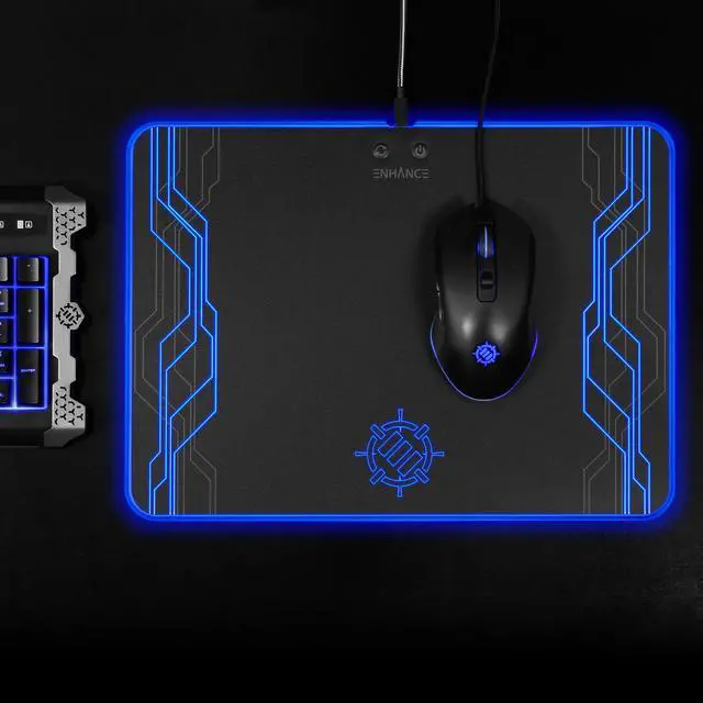 Alt view image 4 of 7 - ENHANCE Large Hard Surface LED Gaming Mouse Pad - 7 RGB Light Up Modes