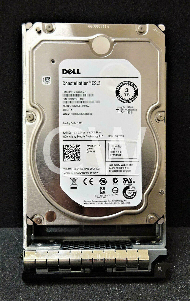 Dell PowerEdge 6TB SAS Hard Drive – ST6000NM0034 – 7.2K 12Gbps 3.5" – Used
