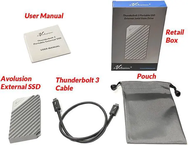 Alt view image 3 of 6 - Avolusion 1TB Thunderbolt 3 Portable External SSD for Macbook, Mac Pro, iMac - OEM