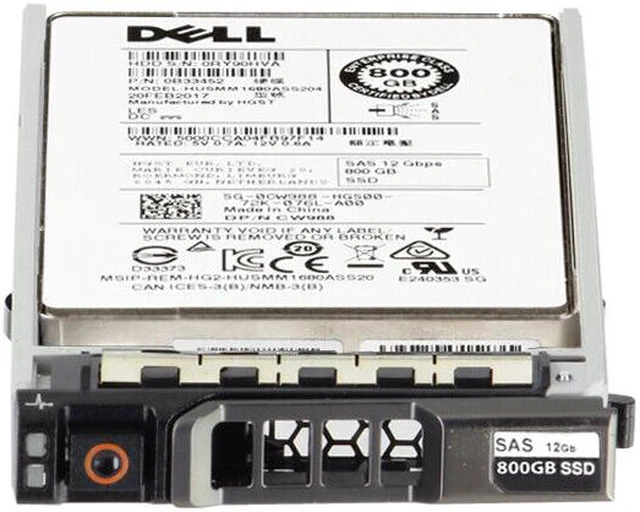 Alt view image 2 of 5 - (NOT FOR HOME PC!) Dell 800GB 12Gbps SAS WI MLC 2.5" SSD 1680ASS204 (CW988-CO2-OSTK)