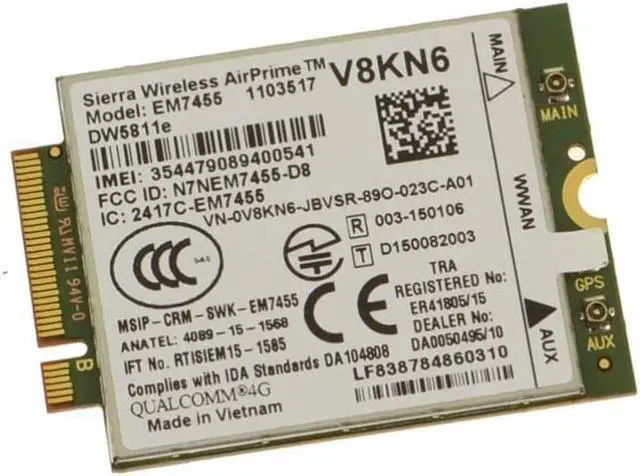 Alt view image 5 of 6 - Dell Latitude E5270 DW5811E Mobile Broadband 4G WWAN Wireless Card EM7455 V8KN6