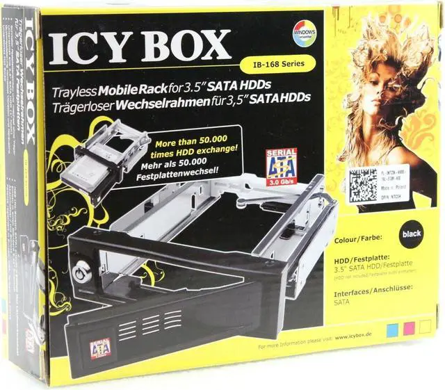 Alt view image 7 of 7 - ICY BOX IB-168SK-B Trayless Rack SATA HDD Seagate ST3250312AS 250GB 7.2K 3.5" 6G