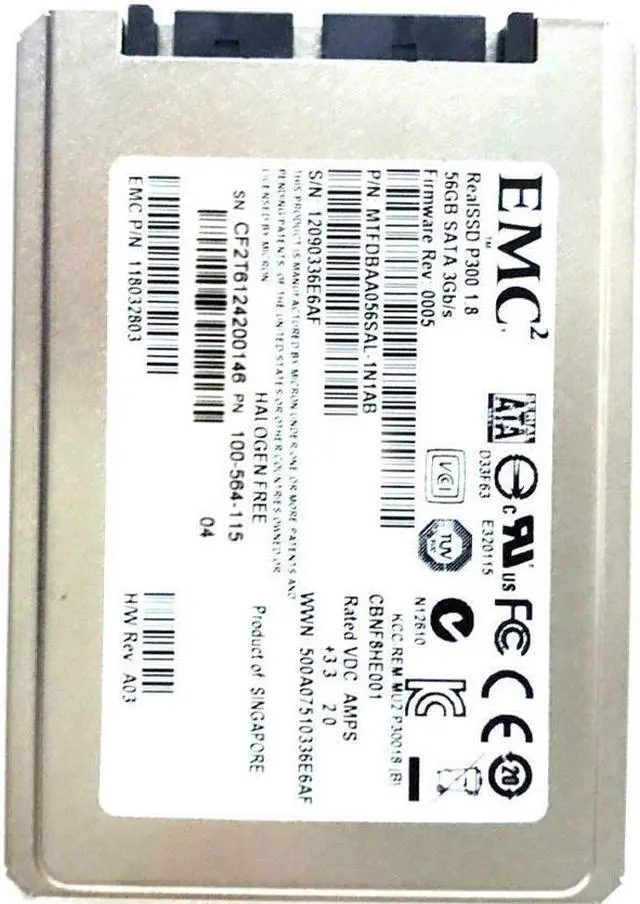 Alt view image 3 of 7 - EMC RealSSD P300 1.8 56GB SATA 3GB/S 118032803 MTFDBAA056SAL-1N1AB 100-564-115