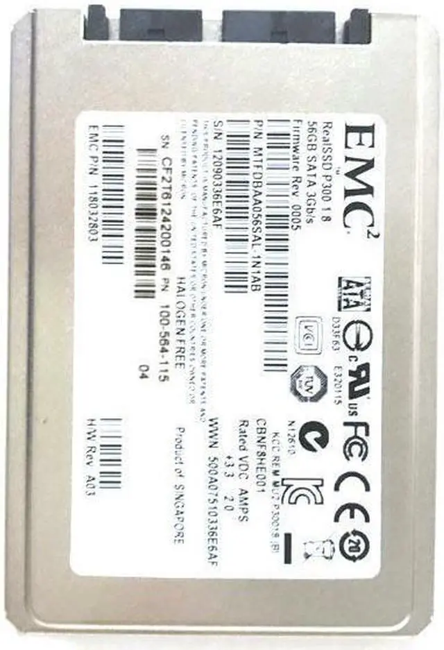 Alt view image 6 of 7 - EMC RealSSD P300 1.8 56GB SATA 3GB/S 118032803 MTFDBAA056SAL-1N1AB 100-564-115