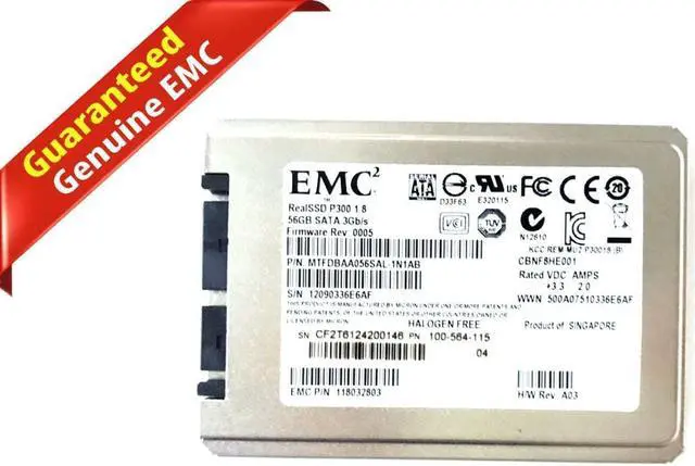 Main image of EMC RealSSD P300 1.8 56GB SATA 3GB/S 118032803 MTFDBAA056SAL-1N1AB 100-564-115