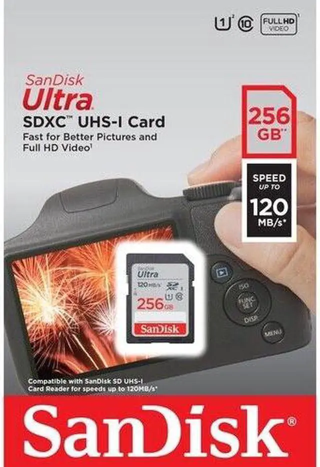 Alt view image 2 of 2 - SanDisk Ultra 256GB SDXC Class 10 Memory Card 100Mbps SDSDUN4-256G 120MB/s