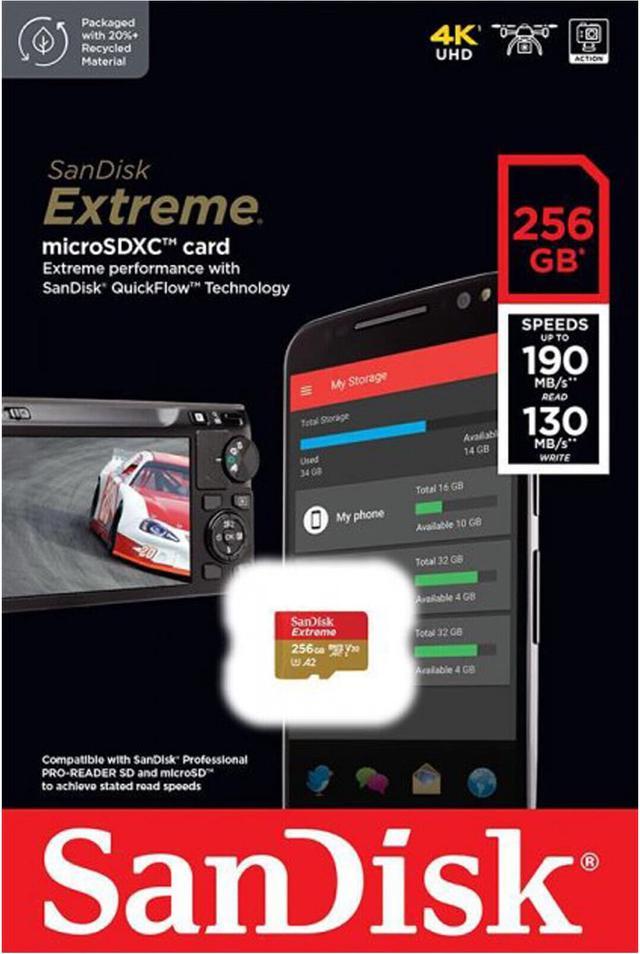 SanDisk Extreme® 1TB microSDXC„¢ UHS-I, 190MB/s Read, 130MB/s Write Memory  Card for 4K Video on Smartphones, Action Cams and Drones