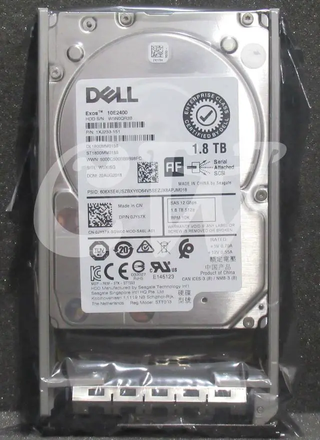 Main image of (NOT FOR HOME PC!) 0JY57X JY57X Dell EXOS 1.8TB 10K RPM 12Gbps 256MB 2.5" SAS HDD Hard Drive