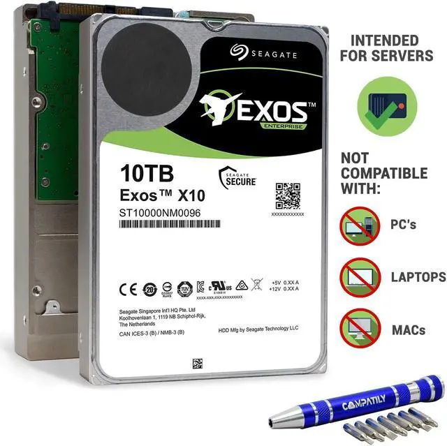 Main image of (NOT FOR HOME PC!) Seagate Exos ST10000NM0096 10TB Enterprise 7.2K 12Gb/s 256MB 3.5" SAS Hard Drive