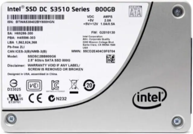 Main image of SSDSC2BB800G6P HPE 800GB 6G 2.5" 6Gb/s 7mm SATA S3510 SSD