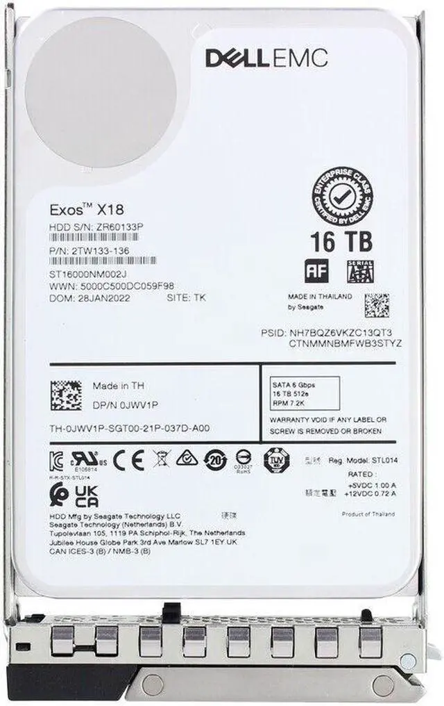 Alt view image 4 of 5 - Dell 16TB 7.2K 6Gbps SATA 3.5 HDD 512e (JWV1P)