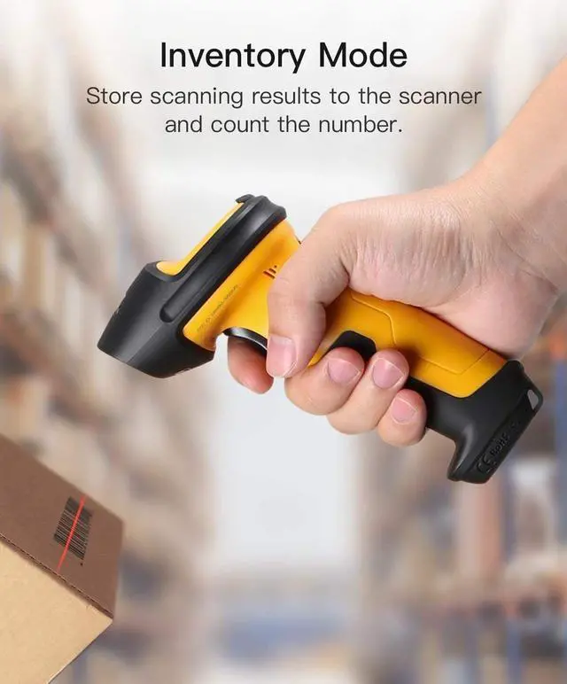 Alt view image 4 of 7 - Inateck 1D Wireless Barcode Scanner Reader With Charging Base P6_yellow+BS04001