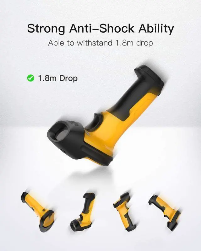 Alt view image 5 of 7 - Inateck 1D Wireless Barcode Scanner Reader With Charging Base P6_yellow+BS04001