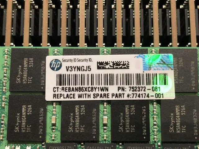 Alt view image 4 of 6 - HP HPE 32GB DDR4 PC4-17000P-L 2133MHz 4DRx4 LRDIMM Server Memory RAM 4Rx4 2133P - OEM