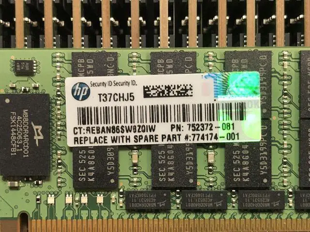 Alt view image 3 of 6 - HP HPE 32GB DDR4 PC4-17000P-L 2133MHz 4DRx4 LRDIMM Server Memory RAM 4Rx4 2133P - OEM